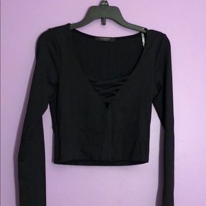 Black fitted crop top